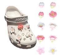 10 ciondoli per scarpe per Crocs, spilla a forma di fiore, per Jibbitz Crocs, spilla per scarpe per crocs Jibbitz, decorazione per scarpe, gioielli carini dei cartoni animati, fiori sakura, ragazze
