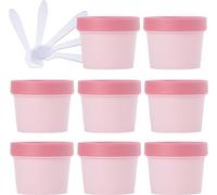 10 ciotole vuote da 50 ml, in plastica, con rivestimento interno, per corpo, mani, crema viso, lozioni, gel, 5 spatole (Roze, 100 ml)