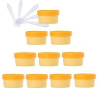 10 ciotole vuote da 50 ml per mescolare maschere rosa, barattoli in plastica con rivestimento interno per corpo, mani, crema viso, lozioni, gel, 5 spatole (Geel, 50 ml)