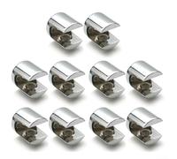 10 clip per mensole in vetro di grado professionale, per 6 vetri da 12 mm, cromo lucido in lega di zinco (6-8 mm)