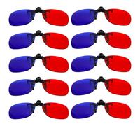 10 clip per occhiali 3D rosso-blu, rettangolari, clip per lenti 3D per allenamento di ambliopia, pratica dello strabismo, esercizi di visione, TV e visualizzazione 3D del computer