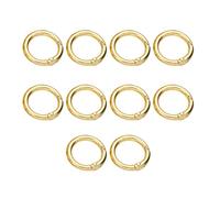 10 clip portachiavi dorate a molla, anelli a O, design robusto Kirsite, 3,5 cm, per chiavi e accessori, moschettone compatto