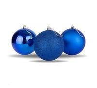 10 cm/3 palline di Natale infrangibili blu, decorazioni per albero di Natale, palline ornamentali da appendere, decorazioni natalizie, lucide, opache, glitterate