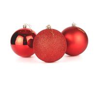 10 cm/3 palline di Natale infrangibili rosse, decorazioni per albero di Natale, palline ornamentali da appendere, decorazioni natalizie, lucide, opache, glitterate