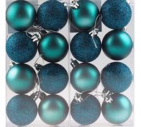 10 cm/6 palline di Natale infrangibili blu foglia di tè, decorazioni per albero di Natale, palline ornamentali da appendere, decorazioni natalizie, lucide, opache, glitterate