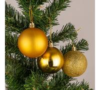 10 cm/6 palline di Natale infrangibili dorate, decorazioni per albero di Natale, palline ornamentali da appendere, decorazioni natalizie per le vacanze, lucide, opache, glitterate