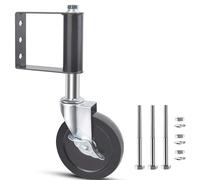 10 cm Ruota per cancello a Molla,Ruota per Cancelli Pesanti, cancello in legno, ruote in gomma resistente, con freno di blocco laterale e piastra di montaggio universale, capacità di carico 100kg Nero