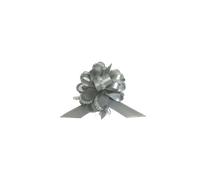 10 coccarde autotiranti granfiocco nastro 3cm diam.11cm fumo argento natale nata