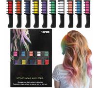 10 Color Festive Fun Hair Chalk Combs for Girls, 2026 New Hair Chalk Comb Temporary Hair Color Dye, Washable Temporary Hair Dye Comb, For Birthday, Christmas, New Year (1Set)