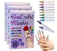 10 Color Nail Art Pens Set, Nail Art Markers for Gel Nails, 3D Gel Nail Polish Set, Nail Varnish Pen Quick-Dry Nail Polish Pens for Home & Salon DIY (3SET)