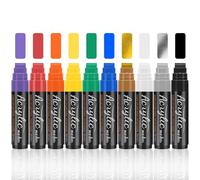 10 Colori 15mm Pennarelli Acrilici Larghe Fine, 3-in-1 Jumbo Graffiti Pennarelli Acrilici Pennarelli Acrilici per Dipingere Sassi Legno Ceramica Vetro Cartone Vaso di Fiori Corpo Artista di Strada