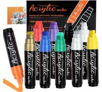 10 Colori Pennarello a Gesso Liquido, 15Mm Pennarelli Acrilici Larghe Fine, Punt