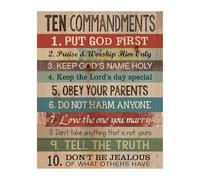 10 Commandments Bible Poster Christian Wall Art Print for Church Decor Sunday School Home Office Religious Education Inspirational Scripture Art(Framed,16x24inch(40x60cm))