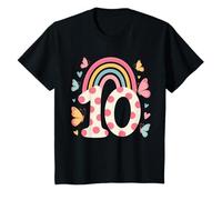 10 ° compleanno arcobaleno farfalle cuore compleanno Maglietta