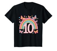 10 ° compleanno arcobaleno farfalle cuore compleanno Maglietta