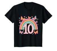 10 ° compleanno arcobaleno farfalle cuore compleanno Maglietta