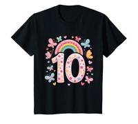10 ° compleanno arcobaleno farfalle cuore compleanno Maglietta