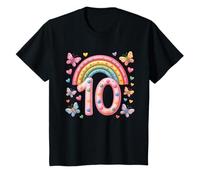 10 ° compleanno arcobaleno farfalle cuore compleanno Maglietta