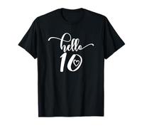10° Compleanno, per Ragazze, Hello 10, Dieci, 10 Anni, Carino Maglietta