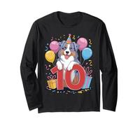10 ° compleanno ragazzo ragazza 10 anni dieci pastore australiano Maglia a Manica