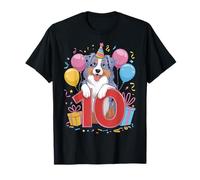 10 ° compleanno ragazzo ragazza 10 anni dieci pastore australiano Maglietta