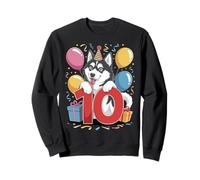 10 ° compleanno ragazzo ragazza 10 anni dieci Siberian Husky Felpa