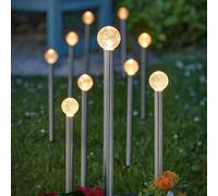 10 Confezione Solare Glowball Acciaio Inox LED Multifunzione Giardino Palo Luci