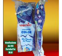 10 Confezioni (200 Forchette) Vesuvio Forchetta in Plastica BLU Tavola in Festa