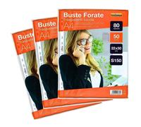 10 Confezioni da 50 Buste A4 forate Lucide trasparenti da 80 micron 1GEG