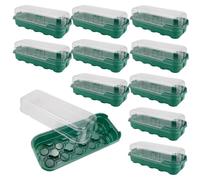 10 confezioni di vassoi per semi con coperchi, vassoi per avviamento di semi a 10 celle, kit di serre in plastica robusta per la propagazione delle piante per giardinaggio su davanzali, piante grasse