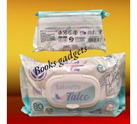 10 Confezioni (Tot. 800 Salviettine) Seta Blu Salviette Baby Profumo Talco ph5.5
