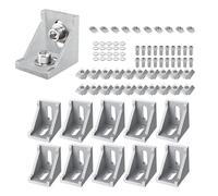 10 connettori angolari in alluminio, 30 x 30 cm, con vite lente, dado scorrevole, dado a T, rondelle, per profilo scanalato, profilo di montaggio