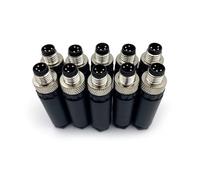 10 connettori M8 a 4 poli, spina circolare industriale, IP67 A, codice di tipo destro, adattatore, sensore di montaggio sul campo, non chiuso, 60 V, 4 A, AC/DC