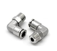 10 connettori maschio a gomito in acciaio inox PL6-01, PL8-01, PL4-M5, PL4-M6, L6-04, 304 (10 pezzi PL12-02)