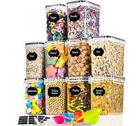 10 contenitori ermetici con coperchio da 1,6 l, senza BPA, antitarme, organizzatore da cucina, chicchi di caffè, cereali, farina, zucchero, cornflakes, con etichette