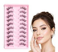 10 Coppie Mezza Finte Ciglia Naturali con Nastro Trasparente, Half Lashes Cat Eye Riutilizzabili, Ciglia da Posare sull'Angolo dell'Occhio per uno Sguardo Acresciuto al Quotidiano