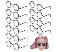 10 coppie occhiali da bambola, telai di occhiali piccoli in metallo nero, classici mini occhiali retrò con telaio rotondo senza lenti per occhiali per bambole artigianali PETS COSTUME COSTUME PO