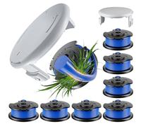 10 corde di ricambio AC14RL3A per Ryobi One+, ricarica per decespugliatore da 0,065 '' e tappo di copertura AC14HCA compatibile con tagliabordi cordless Ryobi 18v, 24v e 40v (8 bobine+2 tappi)