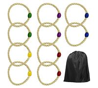 10 corde per lanciare anelli, con 1 borsa nera a doppia corda, giochi di lancio per bambini, giocattolo da lancio rotondo, giocattoli all'aperto, adatto per compleanni, riunioni di famiglia