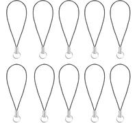 10 cordini neri argentati con anello diviso, charm e chiusura per telefono, MP3, chiavette USB, chiavi, cavo resistente per diversi dispositivi, portachiavi e accessori tecnologici