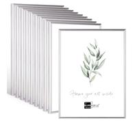 10 cornici in plastica moderne, 30 x 40 cm, colore: argento