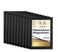 10 cornici per poster DIN A4, profilo in alluminio da 25 mm, nero, con vetro di protezione antiriflesso e materiale di fissaggio, telaio pieghevole in alluminio, confezione risparmio da 10 pezzi