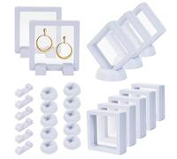 10 cornici sospese 3D con membrana in silicone, cornice galleggiante trasparente, porta display, per monete antiche da trekking, medaglione AA, gioielli, conchiglie, fossili (7 x 7 cm) (bianco)