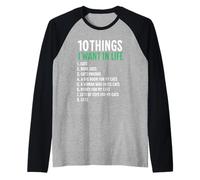 10 Cose che voglio nella mia vita Gatti Più gatti Uomo Maglia con Maniche Raglan