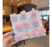 10 cravatte per capelli con decorazioni floreali a colori casuali per ragazze per la vita quotidiana Piante,stampa dappertuttoPoliestere