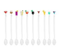 10 cucchiai per mescolare cocktail, agitatori per bevande in acrilico con toppers mini bar, riutilizzabili, lavabili in lavastoviglie, per ristorante, bar, caffetteria (cuchara pequeña para mezclar)