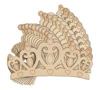 10 cuori in legno da principessa a forma di corona a forma di cuore da 3 mm per capelli (10 x 18,4 cm, senza foro)