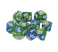 10 Dadi Poliedrici D10 A 10 Facce Doppio Colore Per DND RPG Verde Blu
