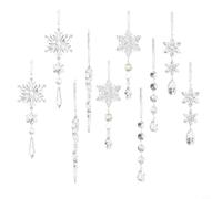10 Decorazioni Acrilico Trasparenti Fiocco di Neve Natale | Materiale acrilico e plastica per facile da appendere Ogni ciondolo ha foro speciale per decorazione natalizia