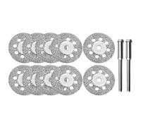 10 dischi da taglio diamantati da 22 mm con 2 punte da 3 mm, set di dischi abrasivi diamantati per utensili rotanti, piastrelle, vetro, pietra, legno, incl. mini lama per sega circolare e accessori